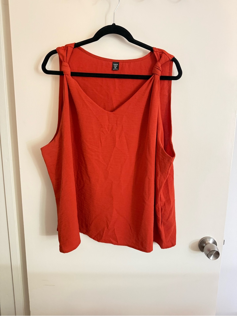 Orange Knot-Shoulder Sleeveless Tank Top